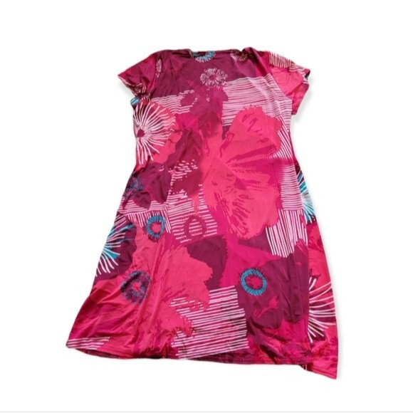 Coline Pink Abstract Floral Print Mini Dress Size Large - Picture 2 of 7